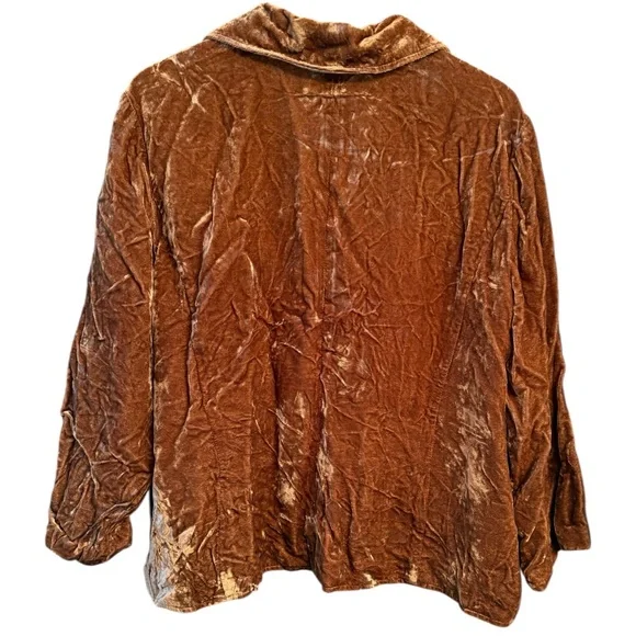 J. Jill Brown Crushed Velvet Blazer Jacket Size XL - Picture 3 of 8